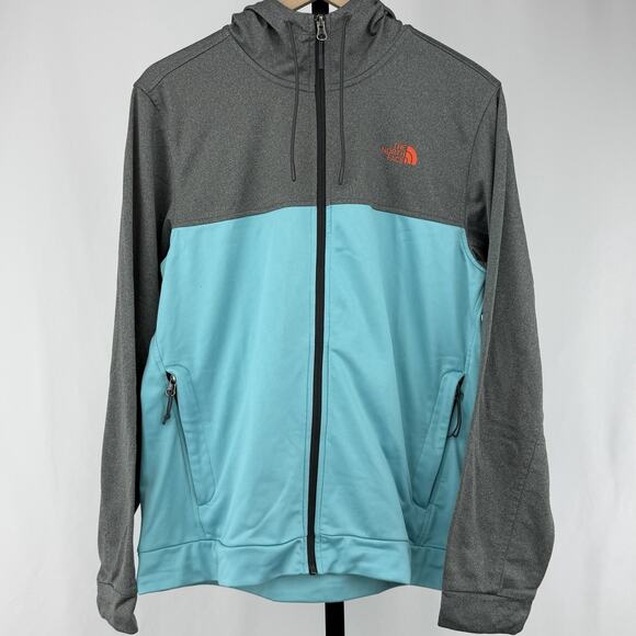 The North Face Other - The North Face Full Zip Hoodie Gray Teal Softshell Jacket Mens M Zip Pockets